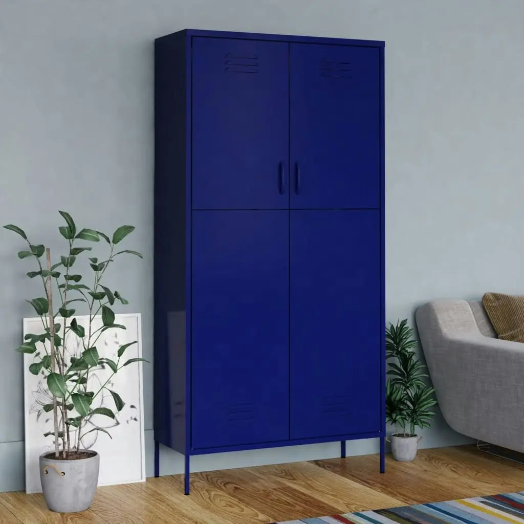 Wardrobe Navy Blue 90x50x180 cm Steel 336244