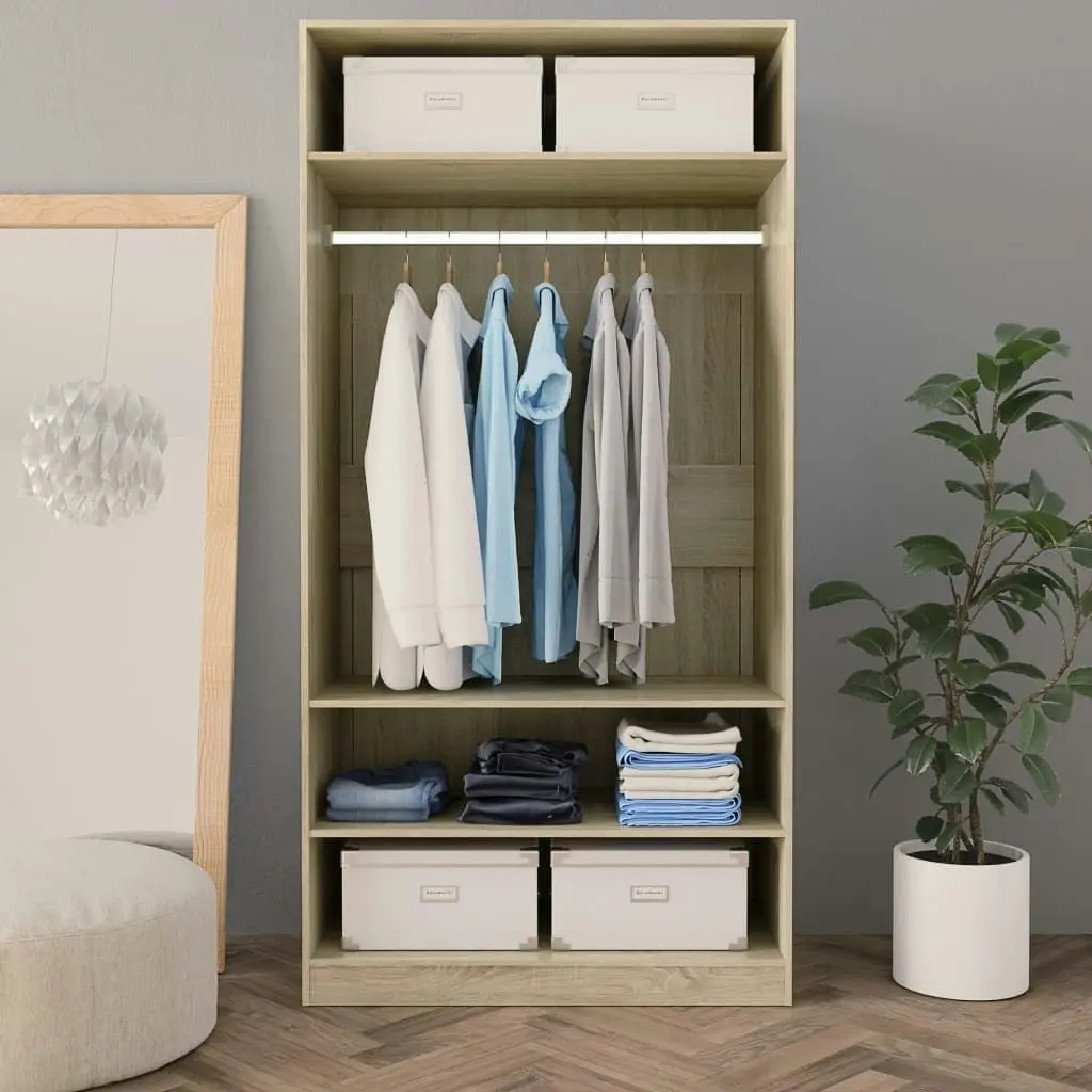 Wardrobe Sonoma Oak 100x50x200 cm Engineered Wood 800228