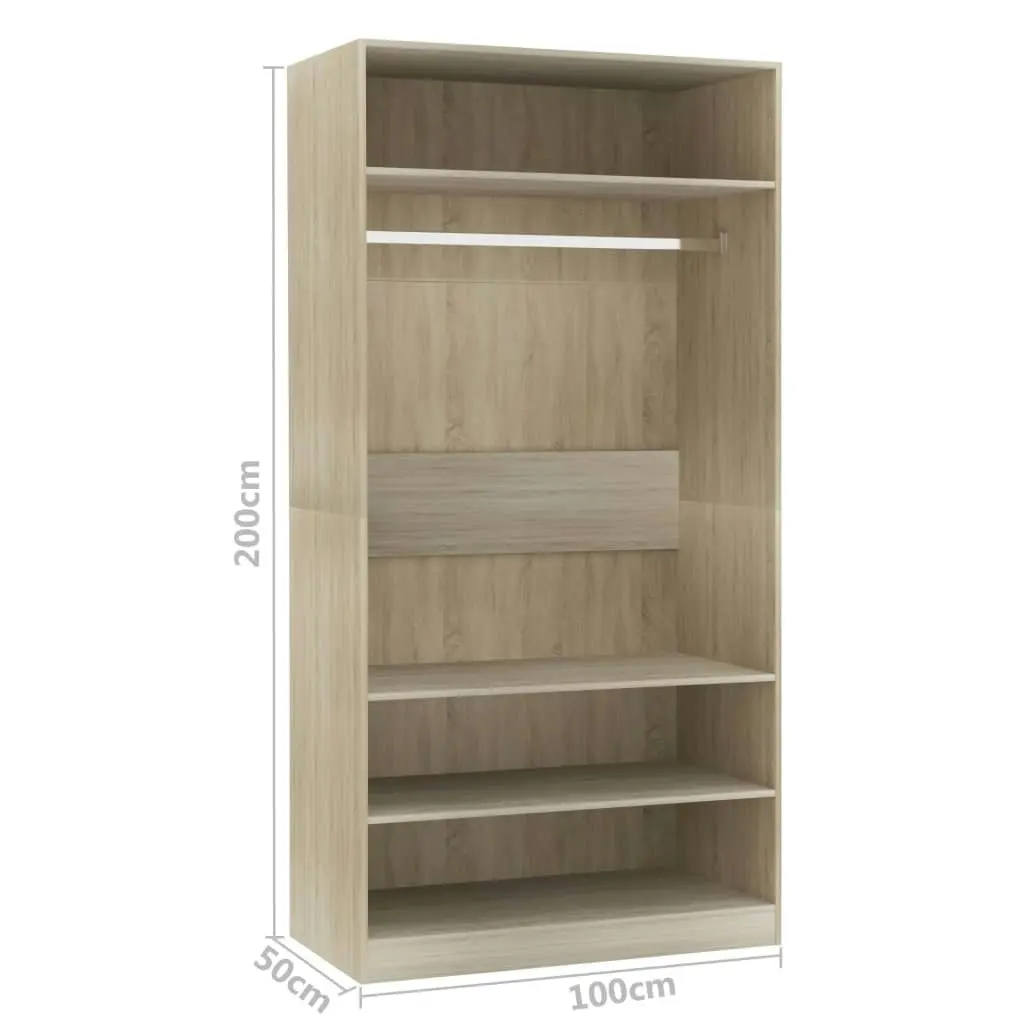 Wardrobe Sonoma Oak 100x50x200 cm Engineered Wood 800228