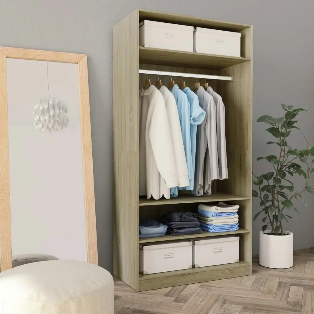 Wardrobe Sonoma Oak 100x50x200 cm Engineered Wood 800228