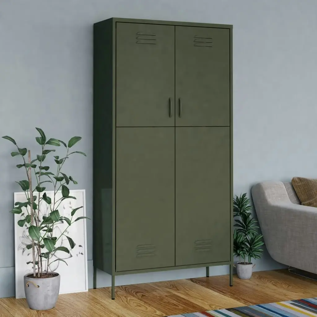 Wardrobe Olive Green 90x50x180 cm Steel 336243