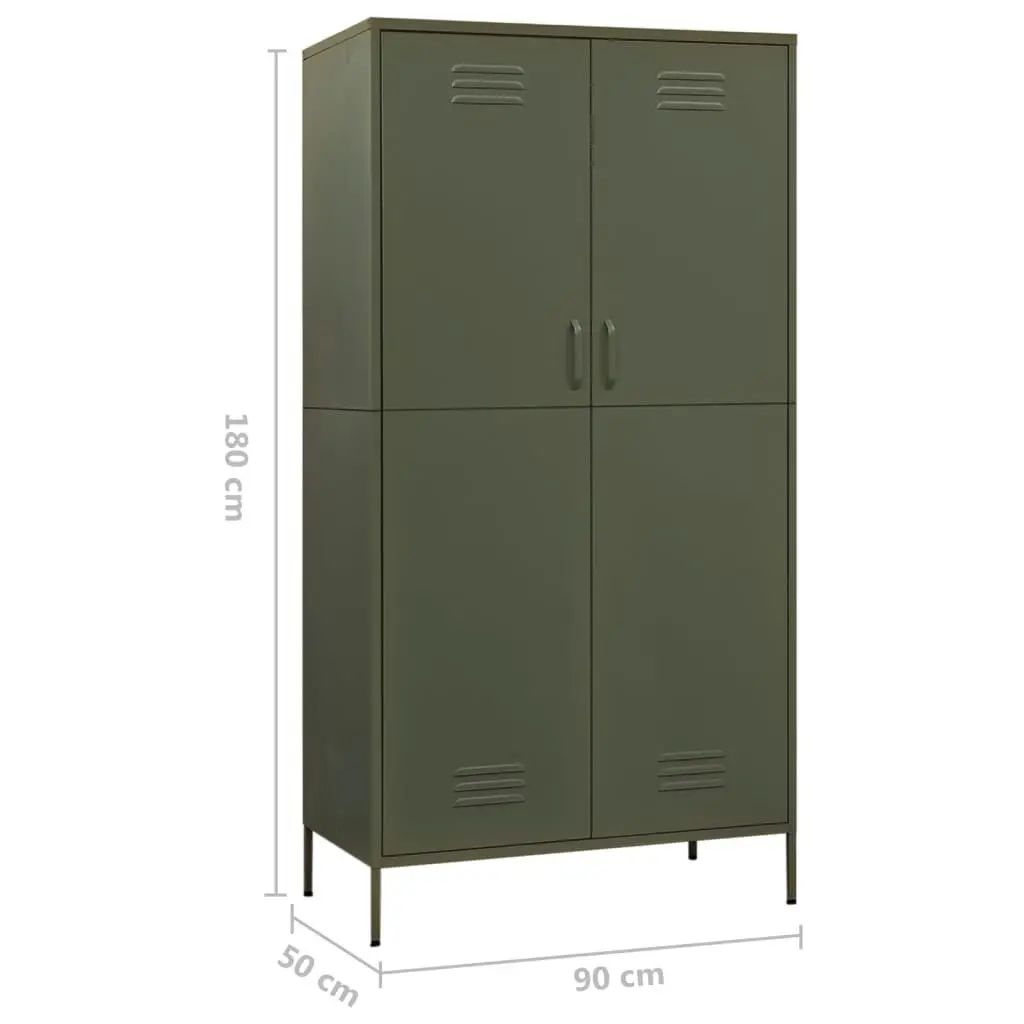 Wardrobe Olive Green 90x50x180 cm Steel 336243