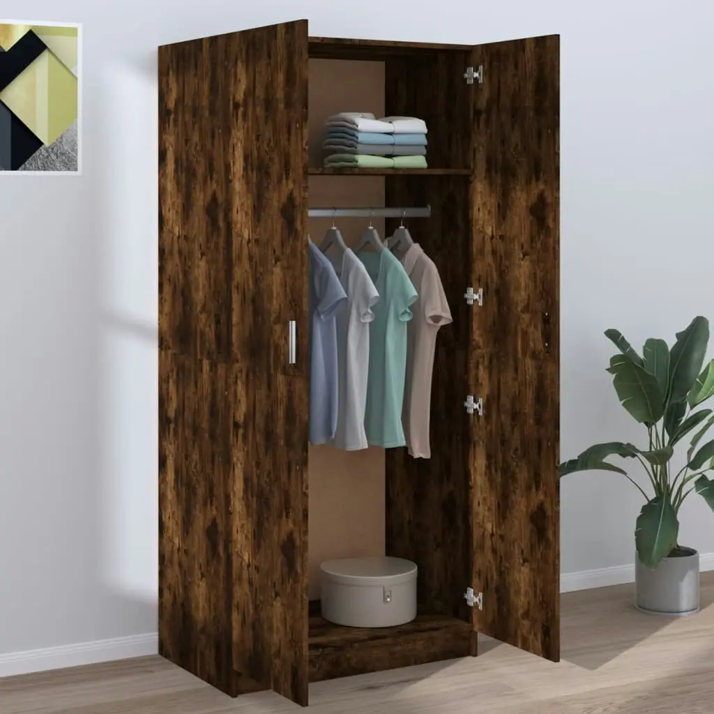 Wardrobe Smoked Oak 80x52x180 cm Engineered Wood 815351