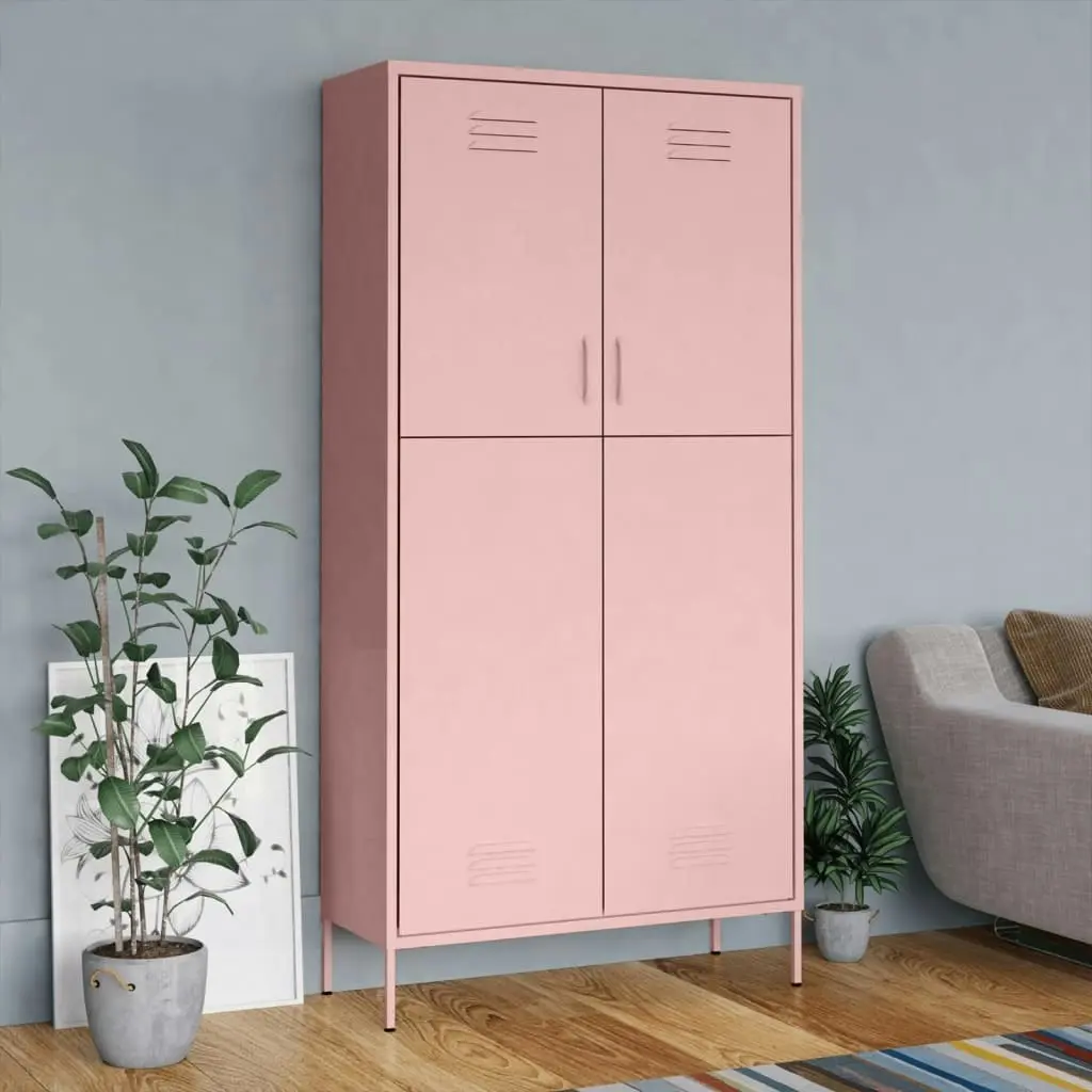 Wardrobe Pink 90x50x180 cm Steel 336247