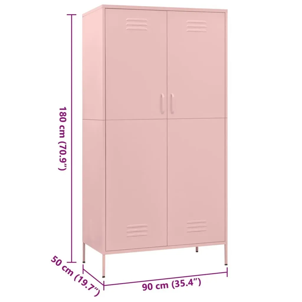 Wardrobe Pink 90x50x180 cm Steel 336247