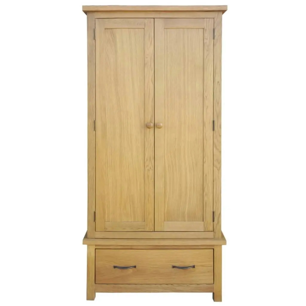 Wardrobe with 1 Drawer 90x52x183 cm Solid Oak Wood 243188