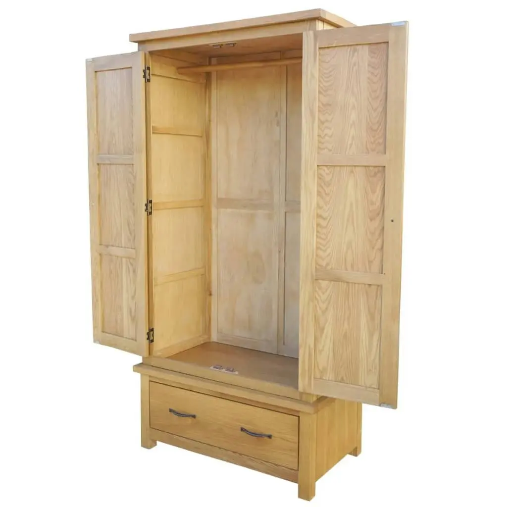 Wardrobe with 1 Drawer 90x52x183 cm Solid Oak Wood 243188