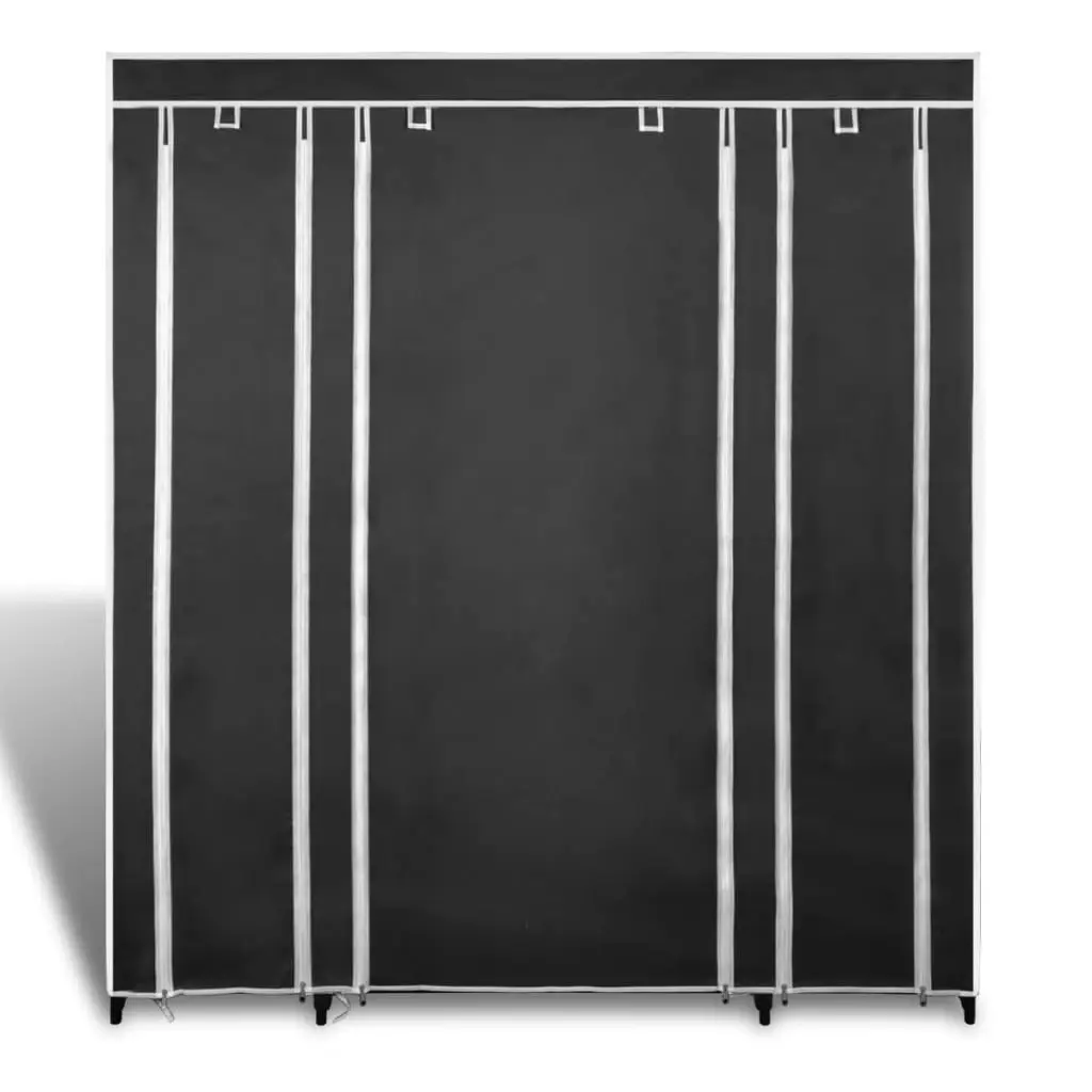 Wardrobe with Compartments and Rods 45x150x176 cm Black Fabric 240495