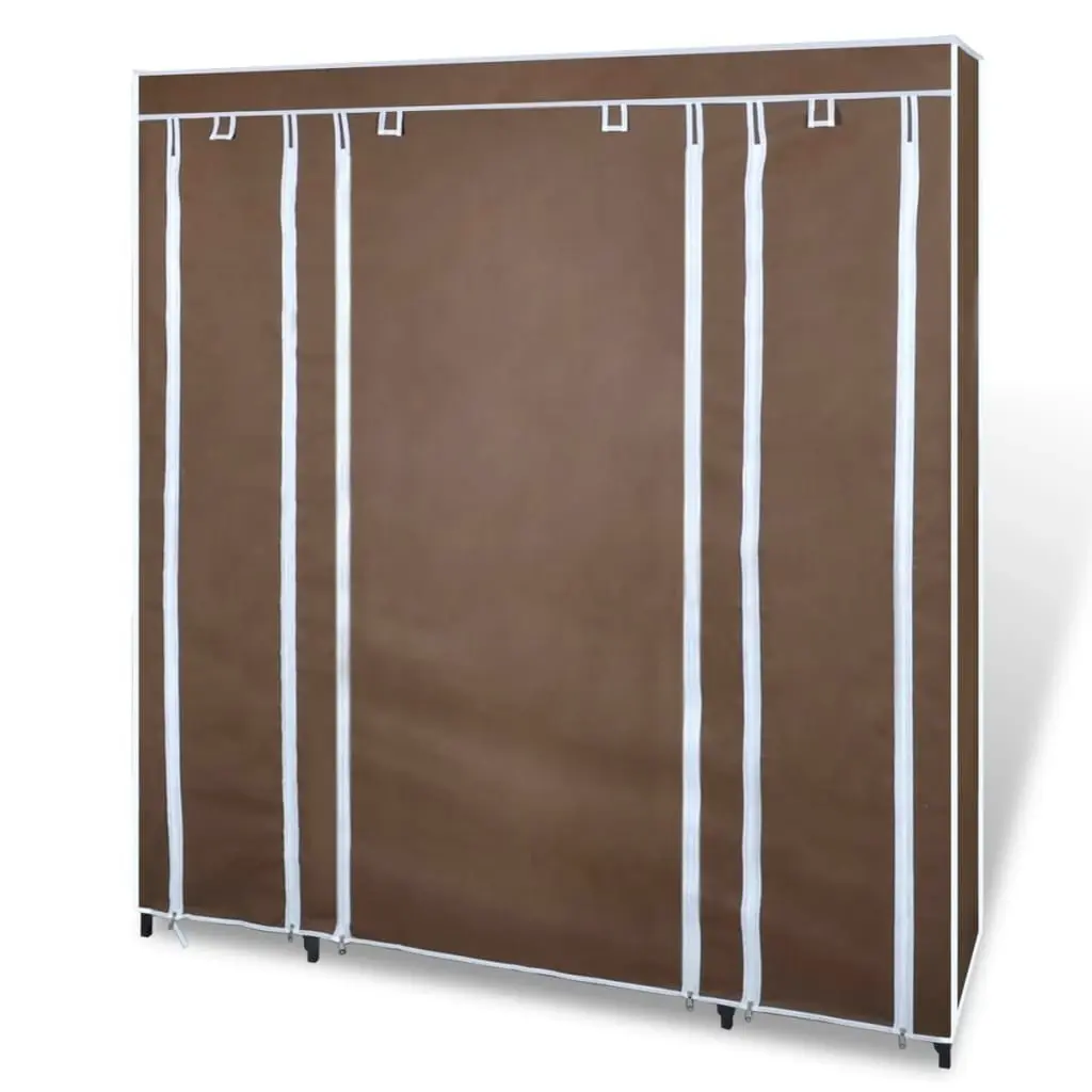 Wardrobe with Compartments and Rods 45x150x176 cm Brown Fabric 240496