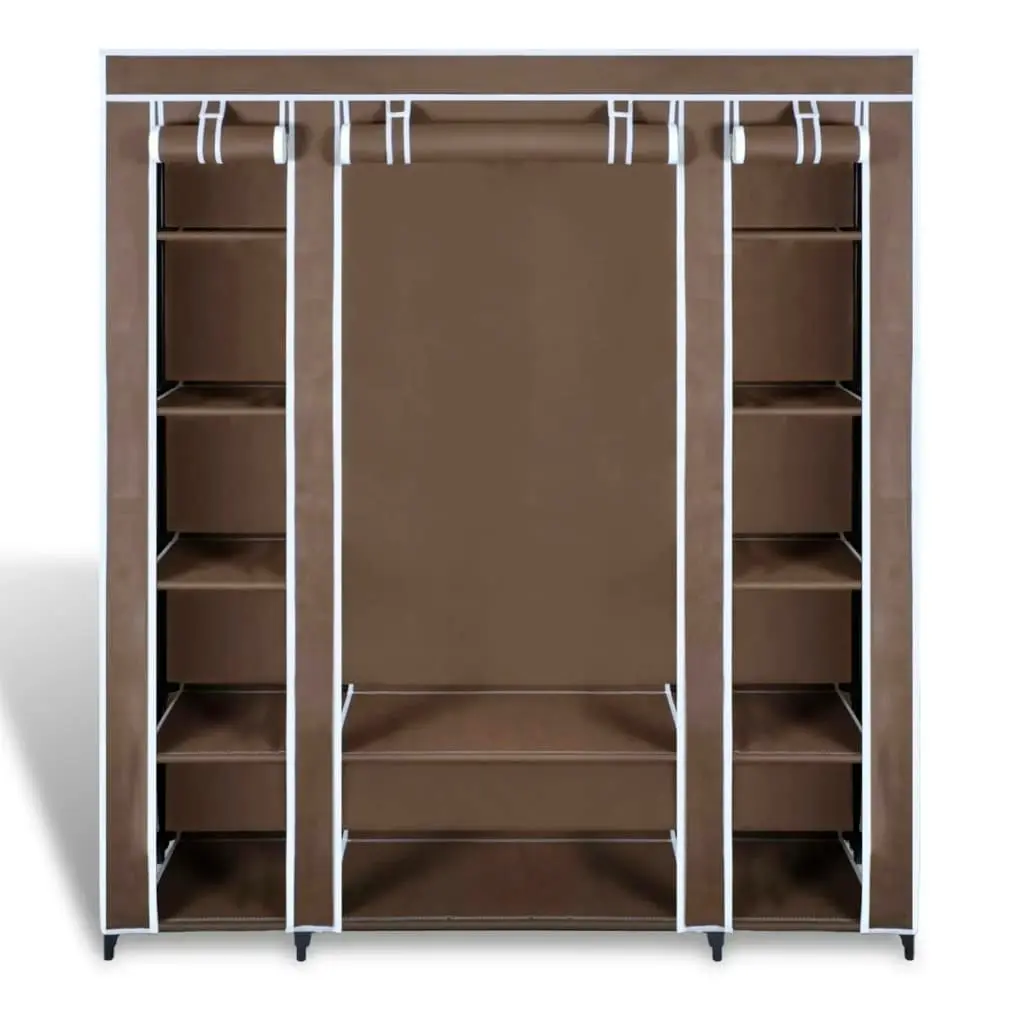 Wardrobe with Compartments and Rods 45x150x176 cm Brown Fabric 240496