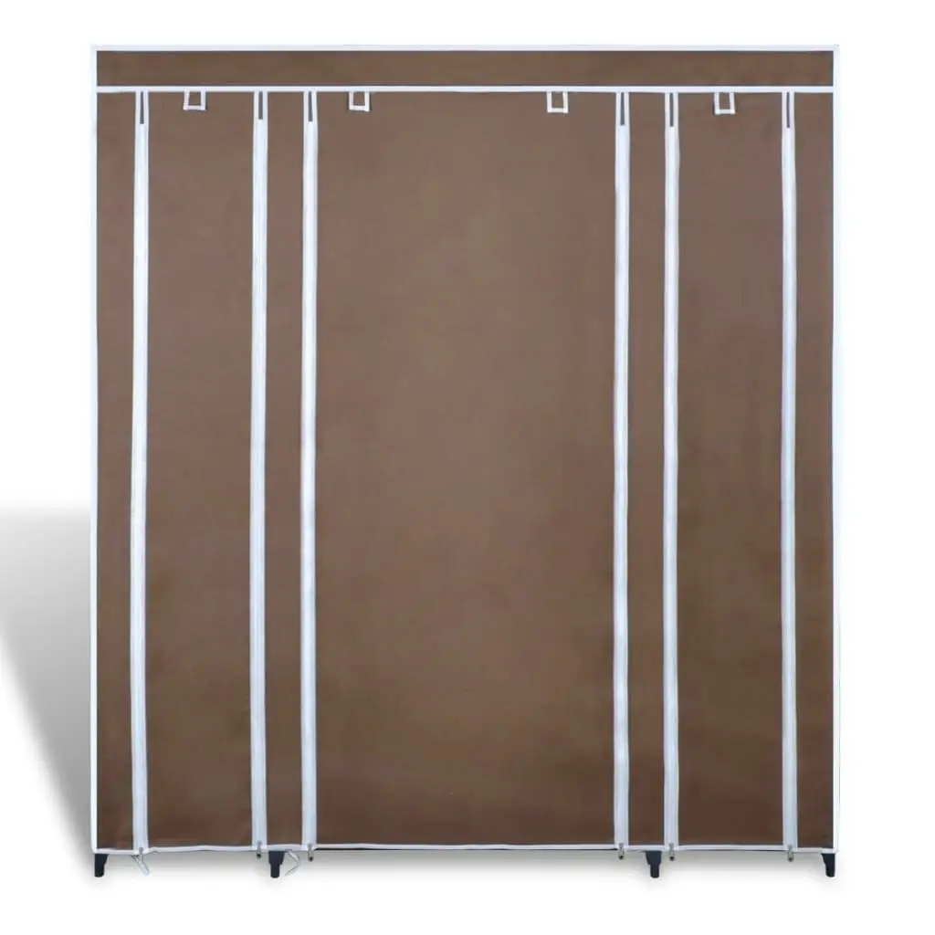 Wardrobe with Compartments and Rods 45x150x176 cm Brown Fabric 240496