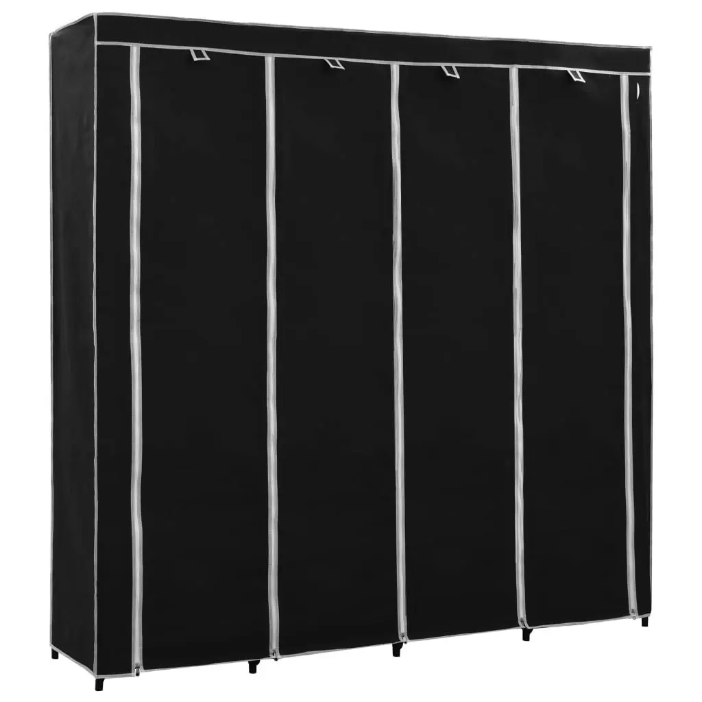 Wardrobe with 4 Compartments Black 175x45x170 cm 282445