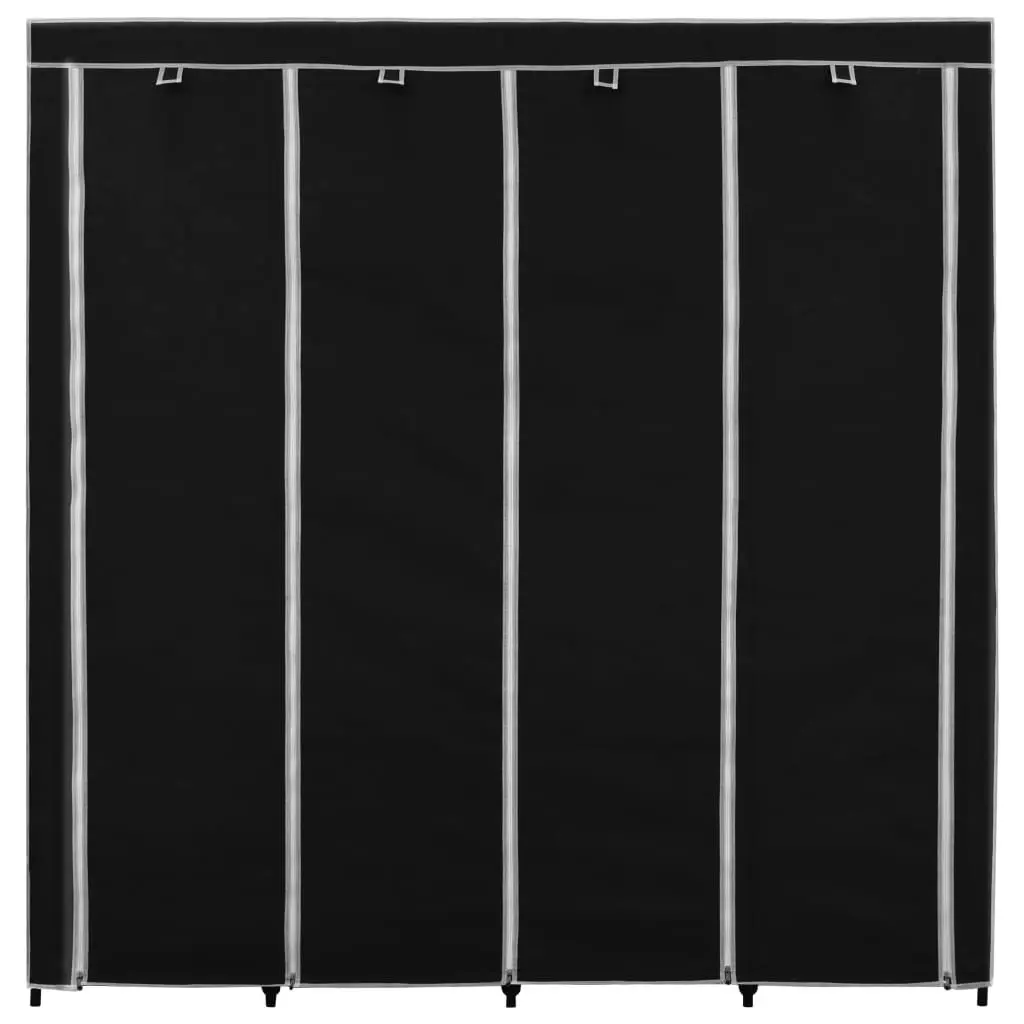 Wardrobe with 4 Compartments Black 175x45x170 cm 282445