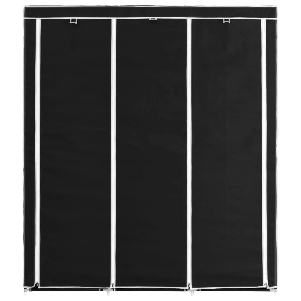 Wardrobe with Compartments and Rods Black 150x45x175 cm Fabric 282453