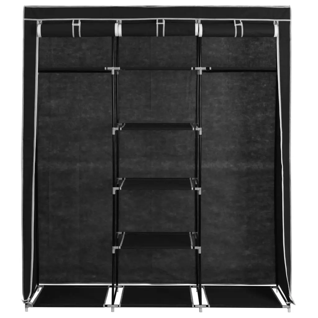 Wardrobe with Compartments and Rods Black 150x45x175 cm Fabric 282453