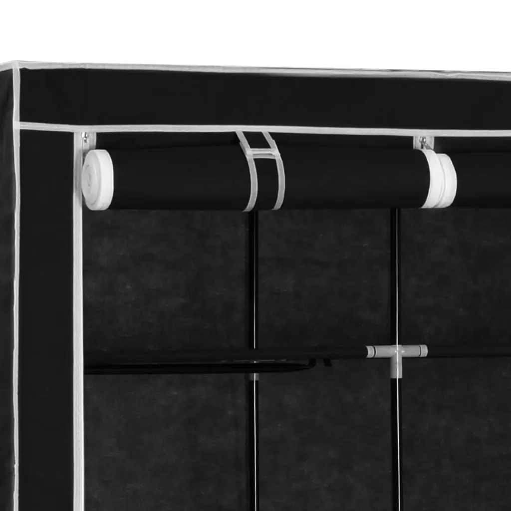 Wardrobe with Compartments and Rods Black 150x45x175 cm Fabric 282453