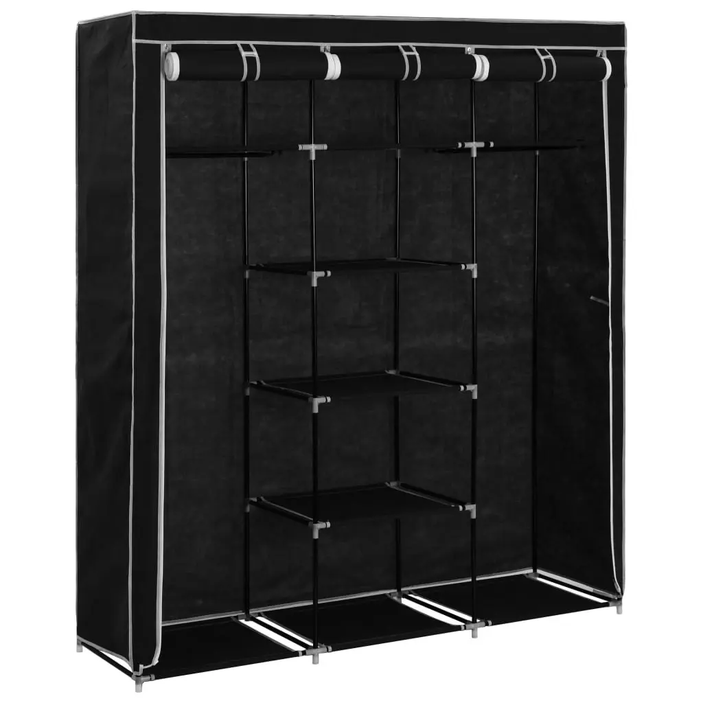 Wardrobe with Compartments and Rods Black 150x45x175 cm Fabric 282453