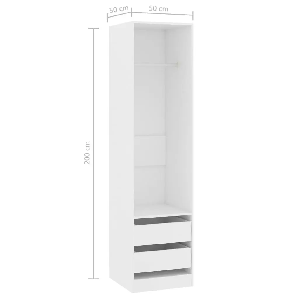 Wardrobe with Drawers White 50x50x200 cm Engineered Wood 800612