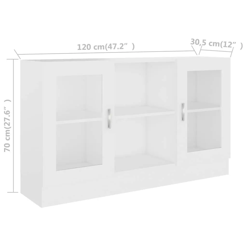 Vitrine Cabinet White 120x30.5x70 cm Engineered Wood 802786