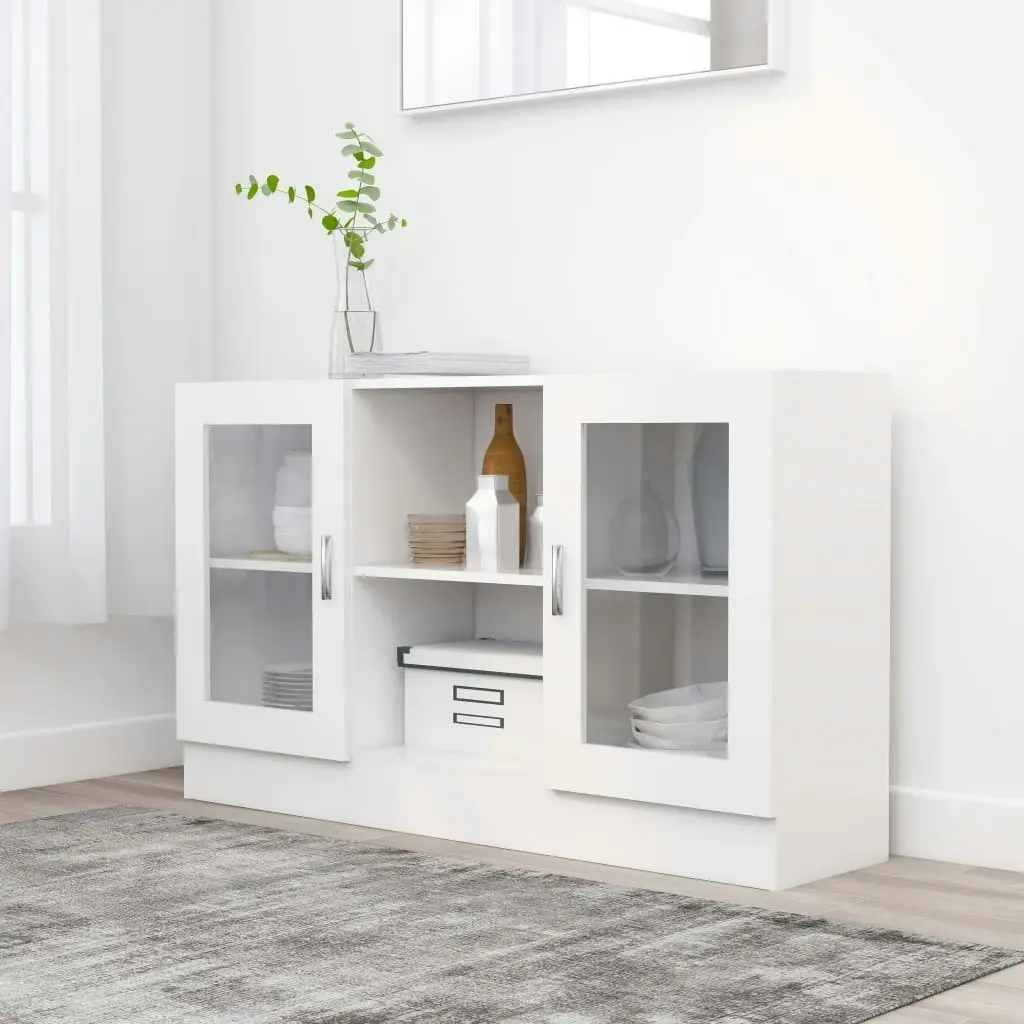 Vitrine Cabinet White 120x30.5x70 cm Engineered Wood 802786