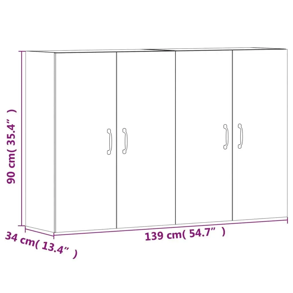 Wall Mounted Cabinets 2 pcs Smoked Oak Engineered Wood 3197886