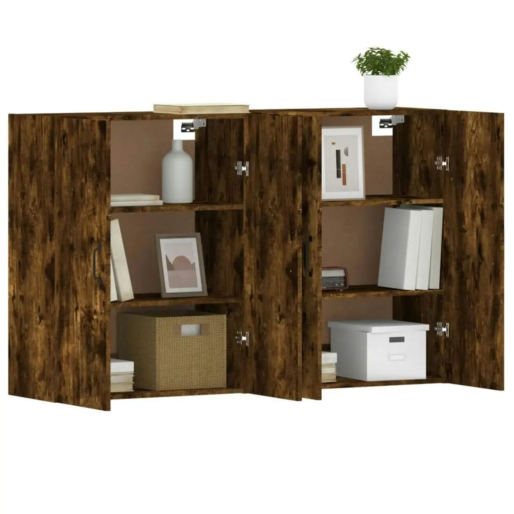 Wall Mounted Cabinets 2 pcs Smoked Oak Engineered Wood 3197886