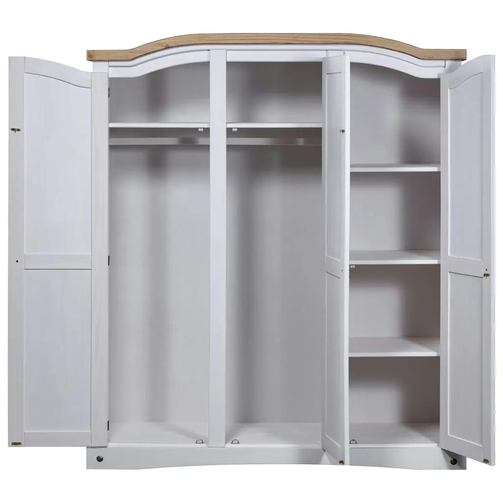 Wardrobe Mexican Pine Corona Range 3 Doors White 282622