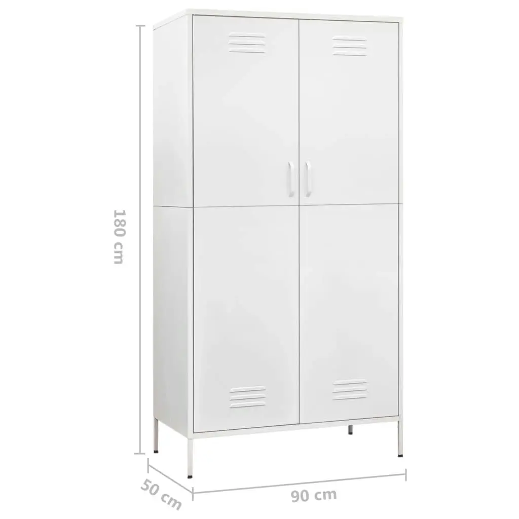 Wardrobe White 90x50x180 cm Steel 336251