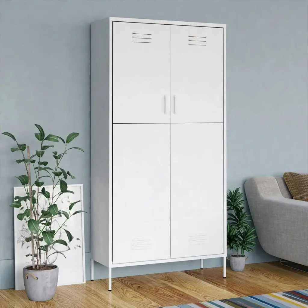 Wardrobe White 90x50x180 cm Steel 336251