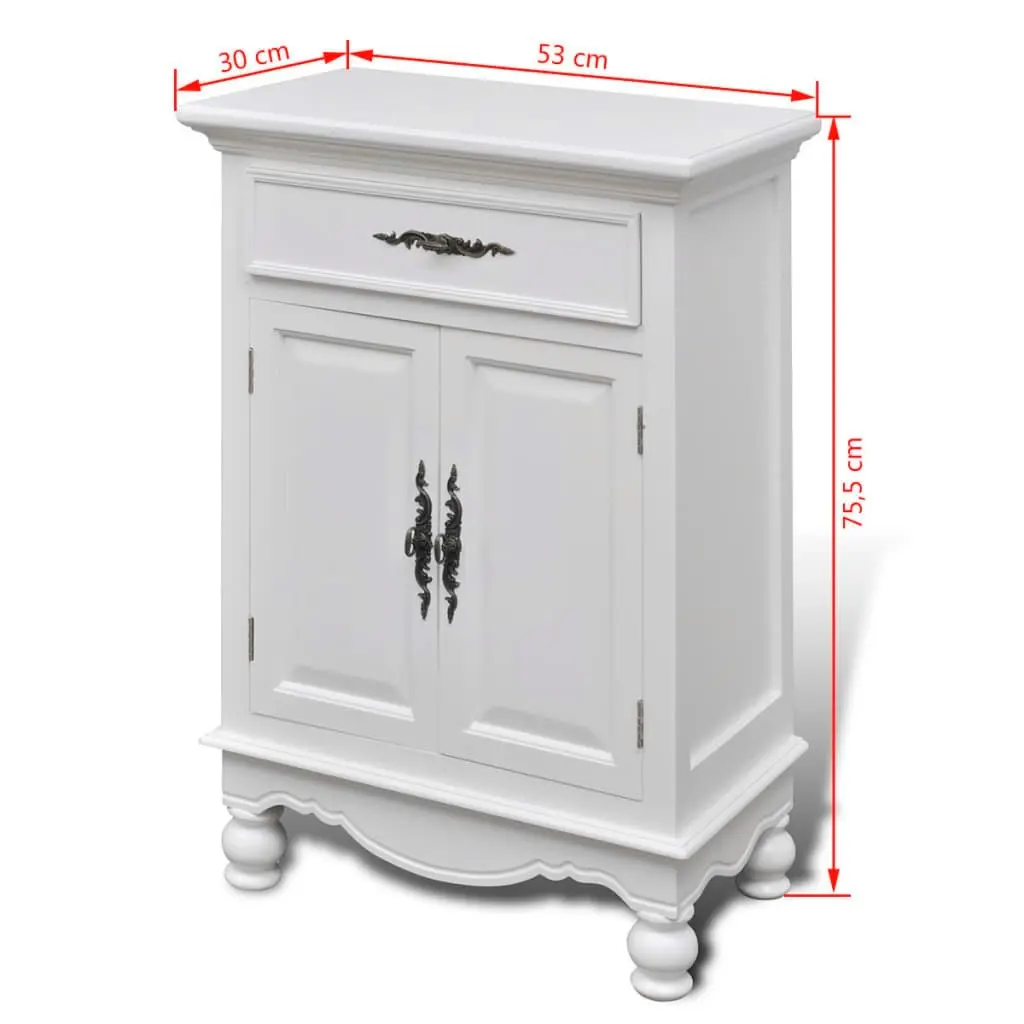 Wooden Cabinet with 2 Doors 1 Drawer White 241375