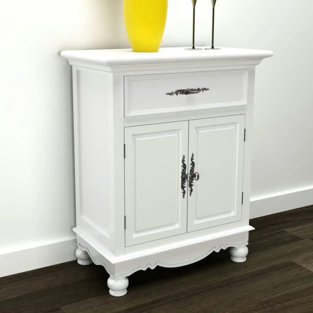 Wooden Cabinet with 2 Doors 1 Drawer White 241375