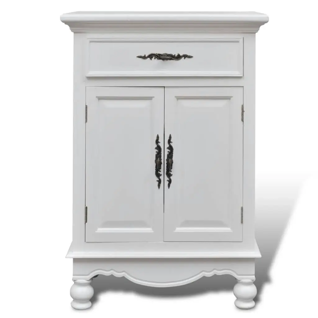 Wooden Cabinet with 2 Doors 1 Drawer White 241375