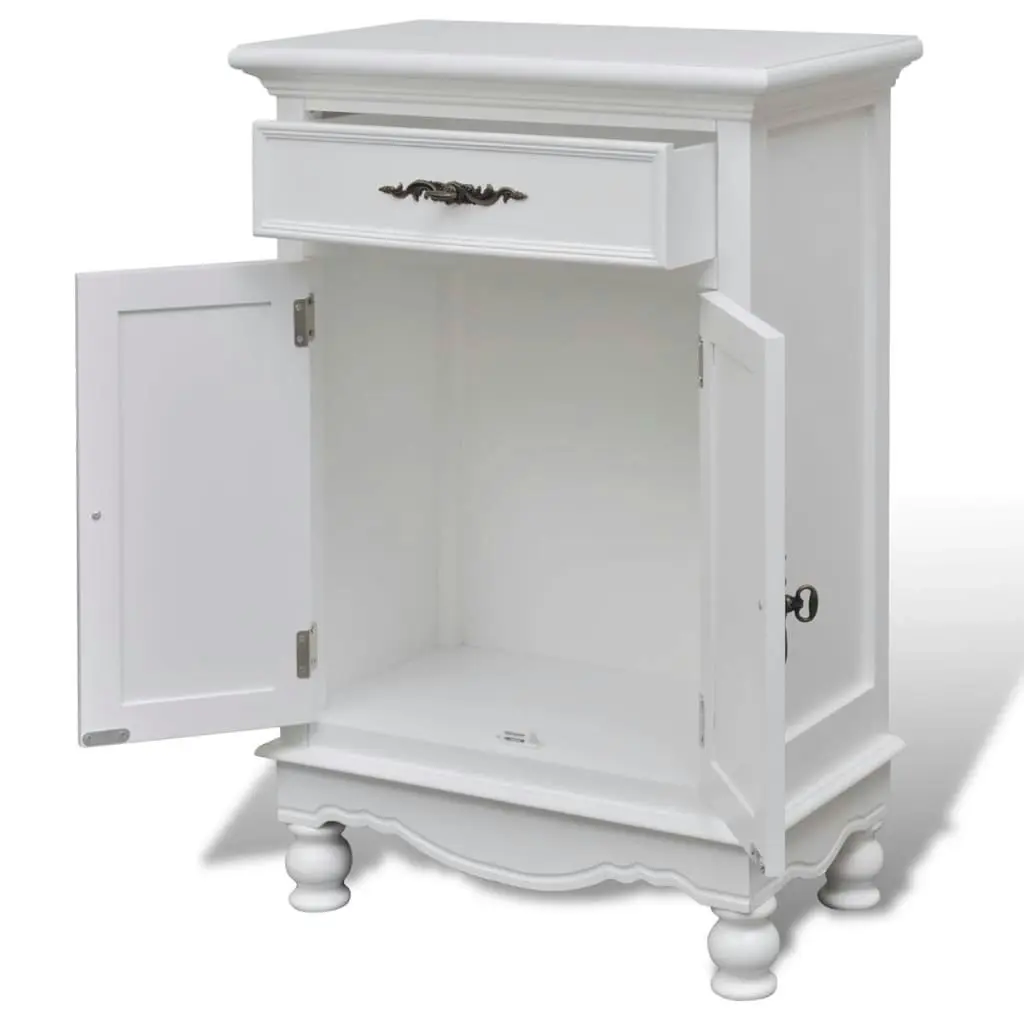 Wooden Cabinet with 2 Doors 1 Drawer White 241375