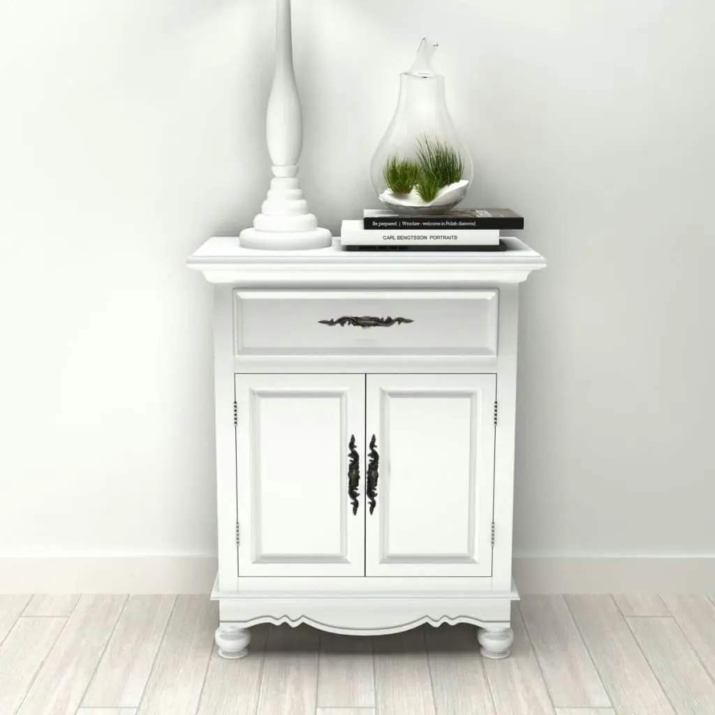 Wooden Cabinet with 2 Doors 1 Drawer White 241375