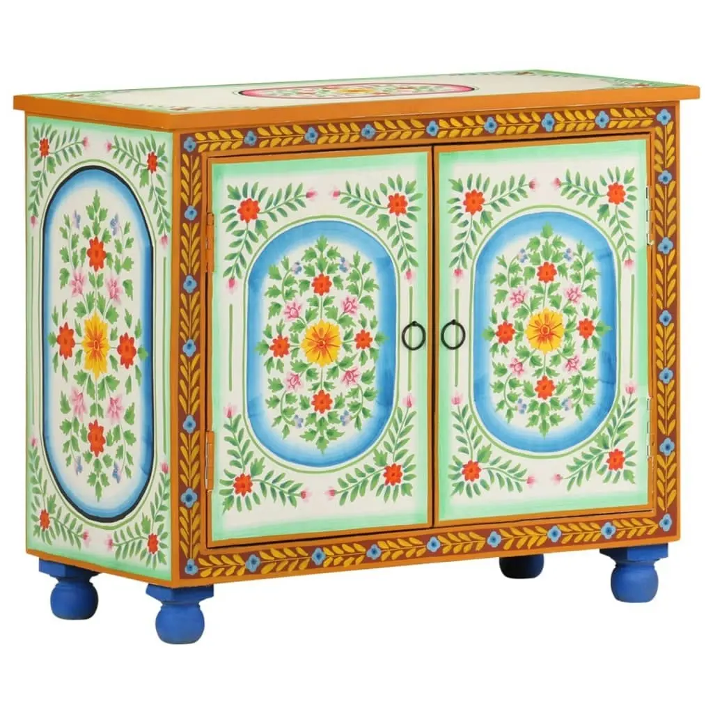 Hand Painted Sideboard 70x35x60 cm Solid Mango Wood 321665