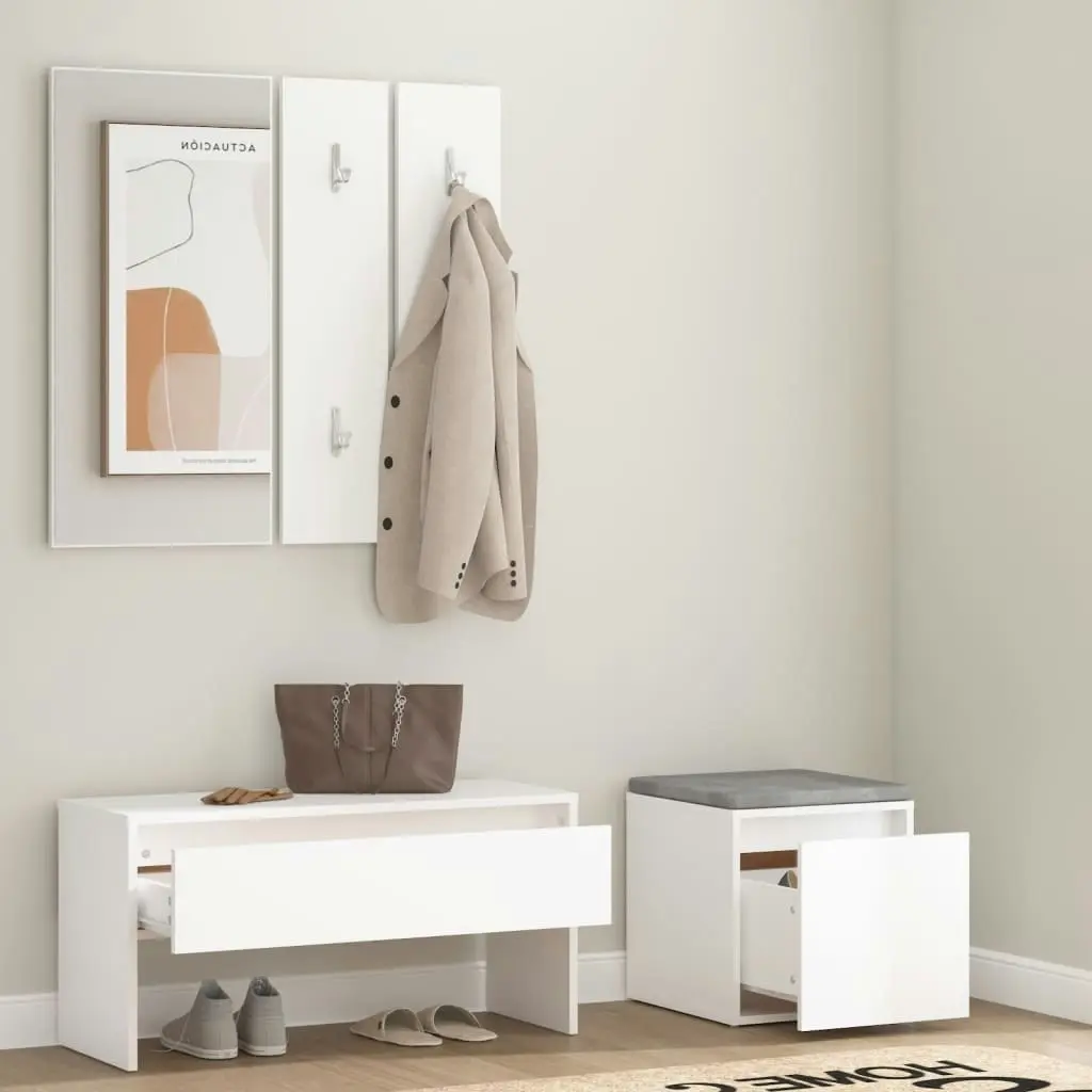 Hallway Furniture Set White Engineered Wood 3082044