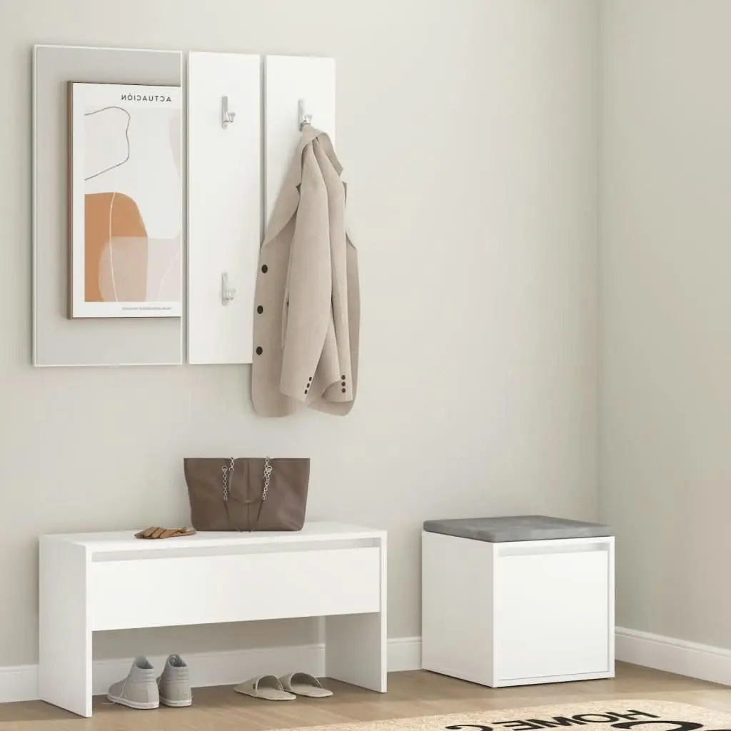 Hallway Furniture Set White Engineered Wood 3082044