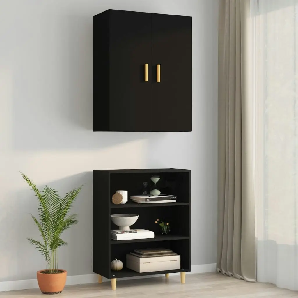 Hanging Wall Cabinet Black 69.5x34x90 cm 812259