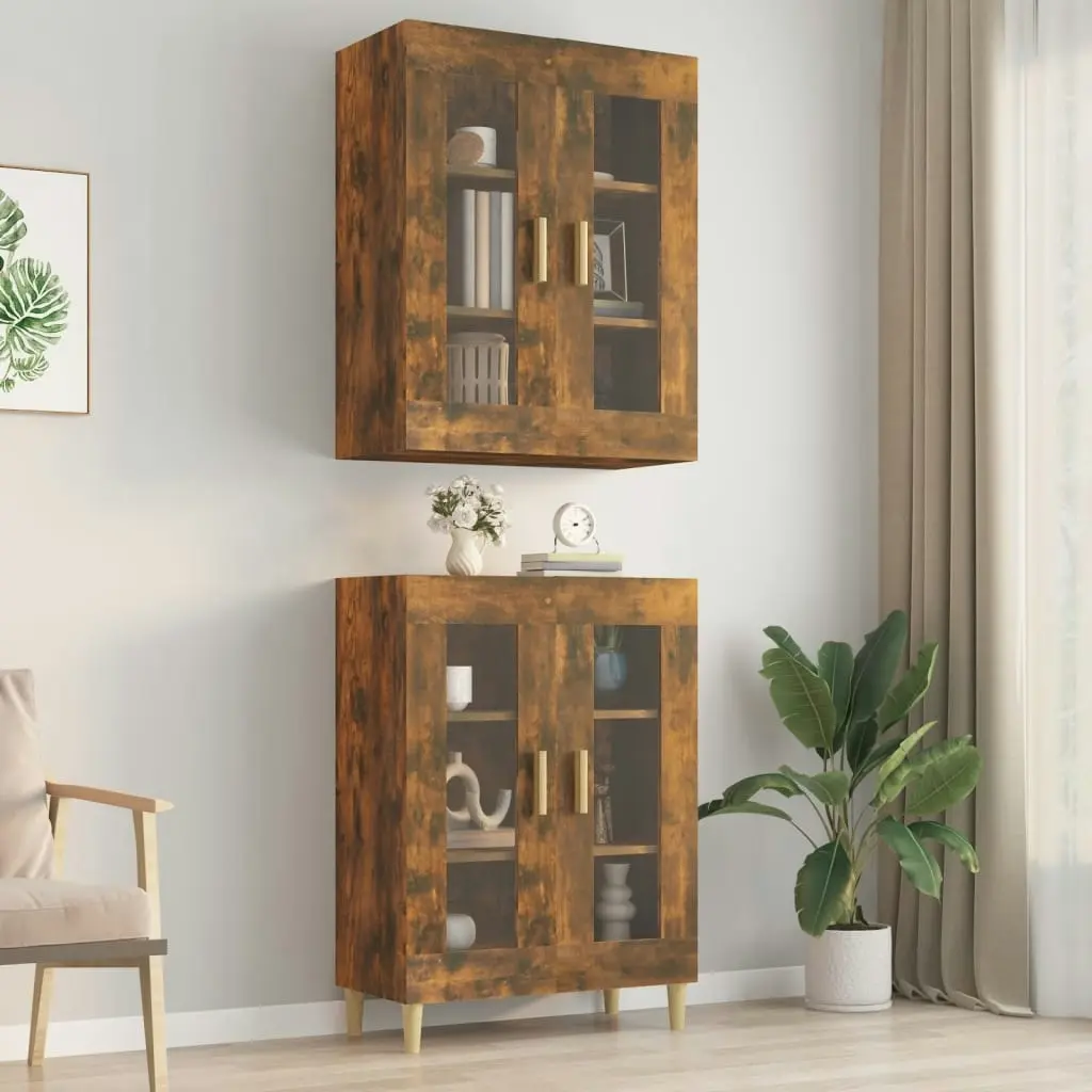 Hanging Wall Cabinet Smoked Oak 69.5x34x90 cm 817387