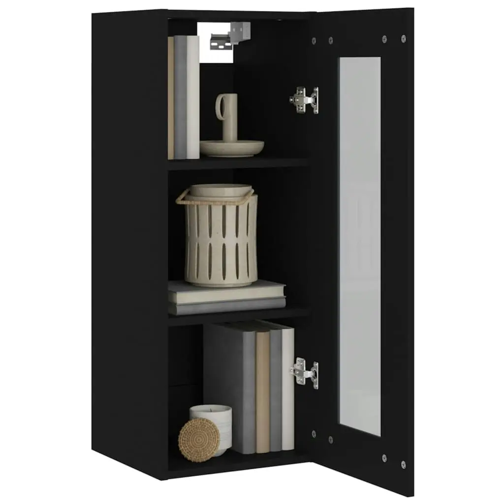 Hanging Wall Cabinet Black 34.5x34x90 cm 812457