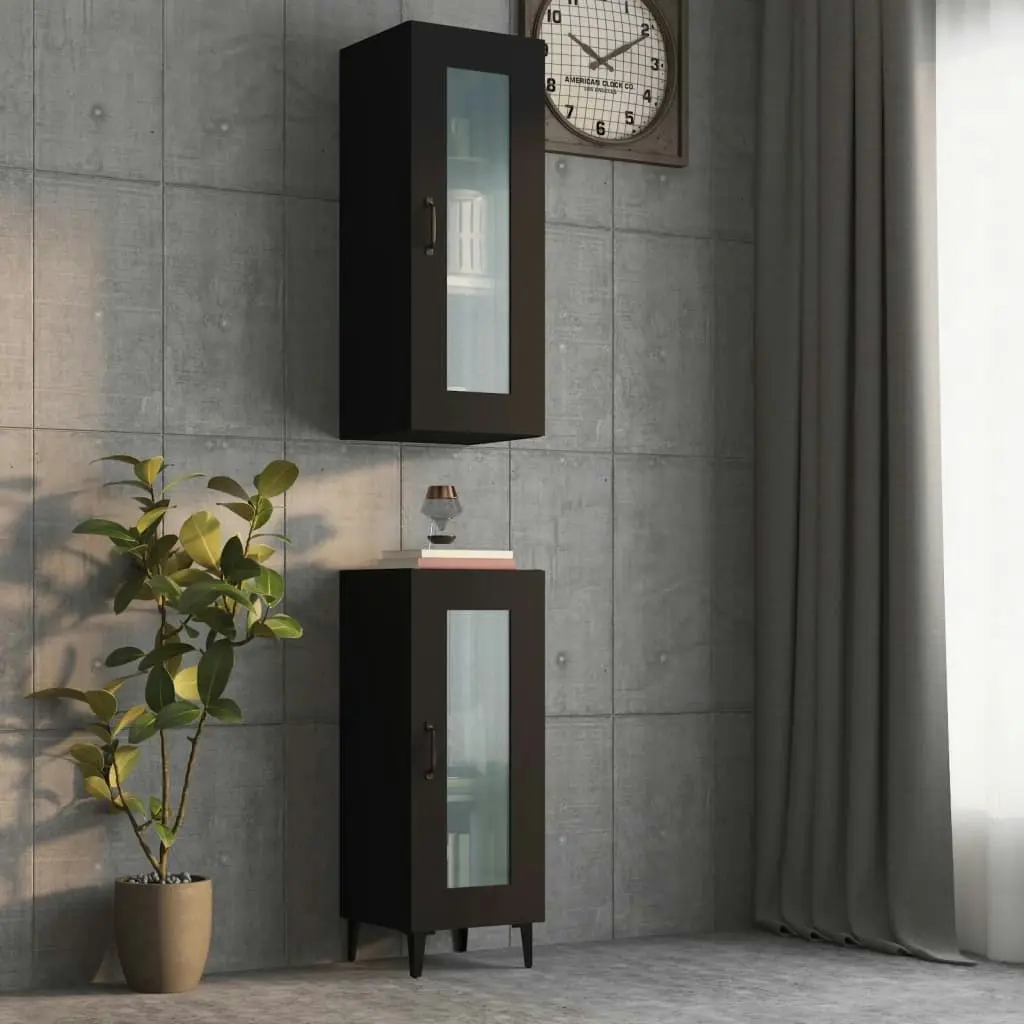 Hanging Wall Cabinet Black 34.5x34x90 cm 812457