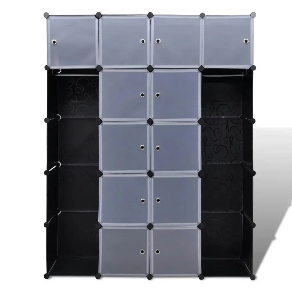 Modular Cabinet 14 Compartments Black and White 37x146x180.5 cm 240499