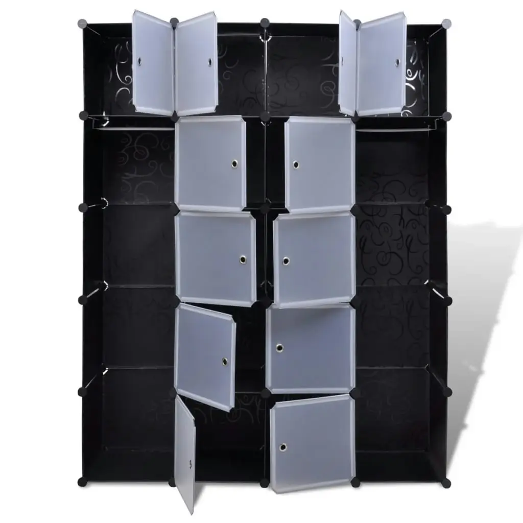 Modular Cabinet 14 Compartments Black and White 37x146x180.5 cm 240499