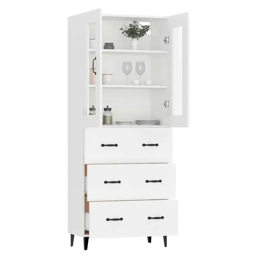 Highboard White 69.5x34x180 cm Engineered Wood 3114868