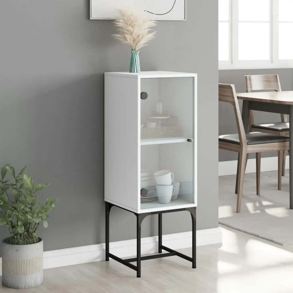 Side Cabinet with Glass Doors White 35x37x100 cm 836553