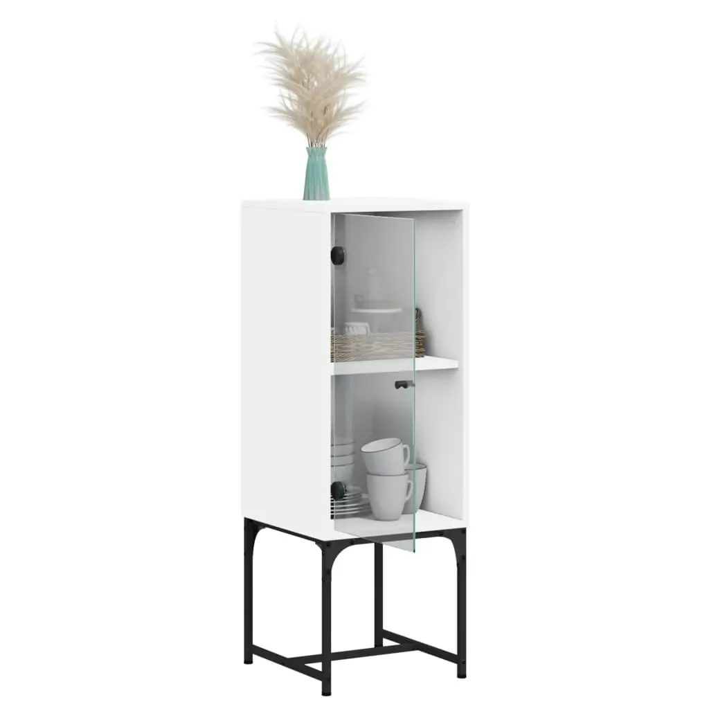 Side Cabinet with Glass Doors White 35x37x100 cm 836553