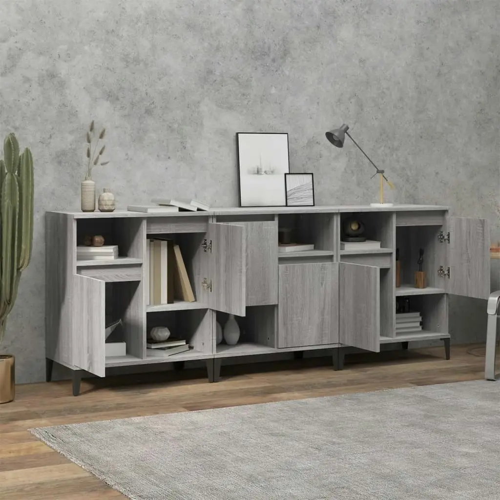 Sideboards 3 pcs Grey Sonoma 60x35x70 cm Engineered Wood 3185749