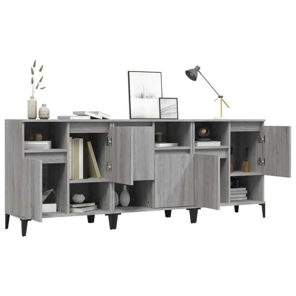 Sideboards 3 pcs Grey Sonoma 60x35x70 cm Engineered Wood 3185749