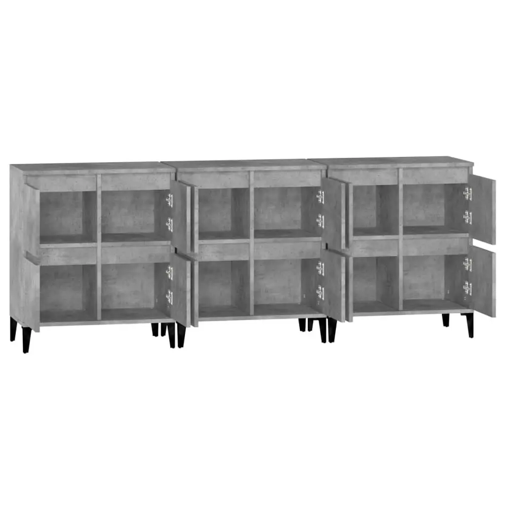 Sideboards 3 pcs Concrete Grey 60x35x70 cm Engineered Wood 3185779