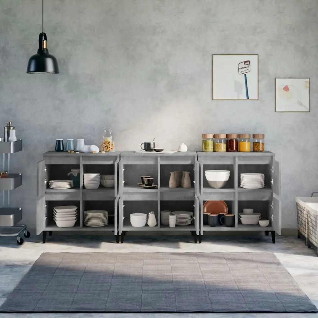 Sideboards 3 pcs Concrete Grey 60x35x70 cm Engineered Wood 3185779